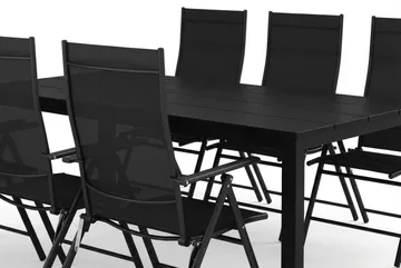 Tunis utomhus matgrupp 205x90 cm med 6 positionsstolar - Svart/Svart - Utemöbler & utemiljö - Utegrupp - Matgrupp utomhus