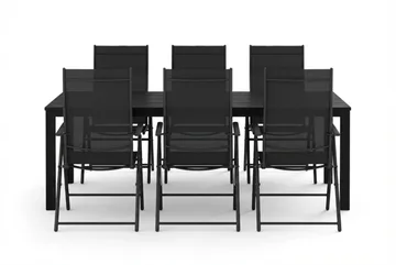 Tunis utomhus matgrupp 205x90 cm med 6 positionsstolar - Svart/Svart - Utemöbler & utemiljö - Utegrupp - Matgrupp utomhus