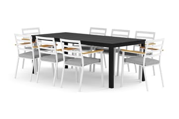 Tunis utomhus matgrupp 205x90 cm med 8 Oliver karmstolar med dyna - Svart/Svart - Utemöbler & utemiljö - Utegrupp - Matgrupp utomhus