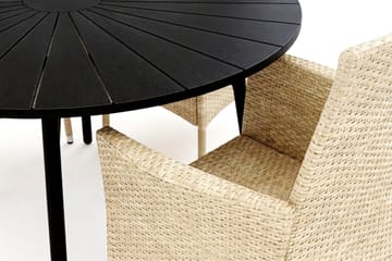 Tunis utomhus rund matgrupp 120 cm med 4 Thor utefåtöljer - Svart/Svart - Utemöbler & utemiljö - Utegrupp - Matgrupp utomhus