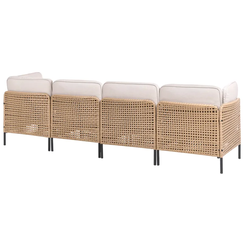 U-Formad Soffa utomhus 6-Sits Omegana Modulär Konstrotting - Beige/Svart - Utemöbler & utemiljö - Utegrupp - Soffgrupp utomhus