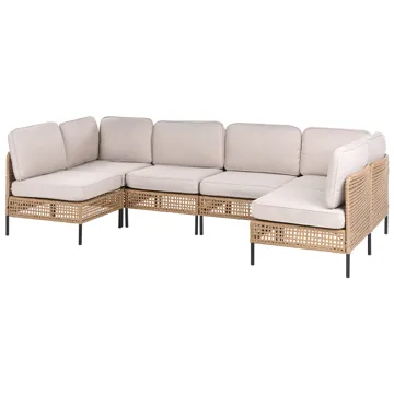 U-Formad Soffa utomhus 6-Sits Omegana Modulär Konstrotting - Beige/Svart - Utemöbler & utemiljö - Utegrupp - Soffgrupp utomhus