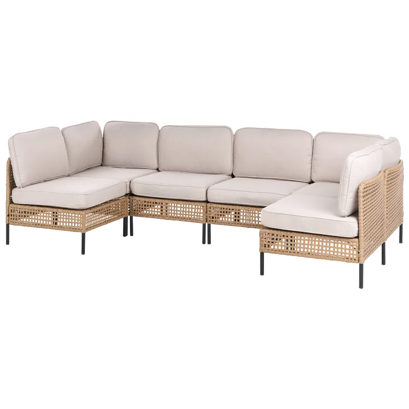 U-Formad Soffa utomhus 6-Sits Omegana Modulär Konstrotting - Beige/Svart - Utemöbler & utemiljö - Utegrupp - Soffgrupp utomhus