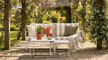 Usteryd 2 sits Loungesoffa med satsbord - Beige/Striped - Utemöbler & utemiljö - Loungemöbler - Loungeset & loungegrupp