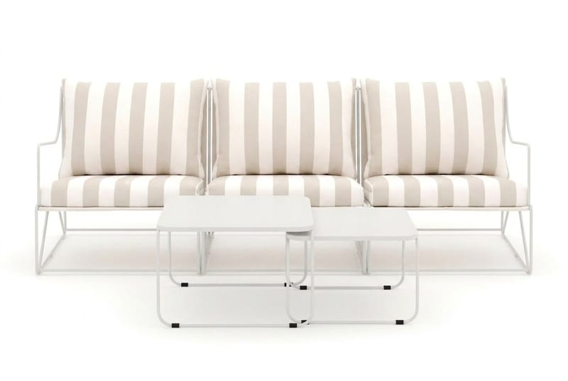 Usteryd 3 sits Loungesoffa med satsbord - Beige/Striped - Utemöbler & utemiljö - Loungemöbler - Loungeset & loungegrupp