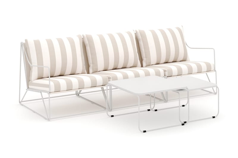Usteryd 3 sits Loungesoffa med satsbord, Beige/Striped