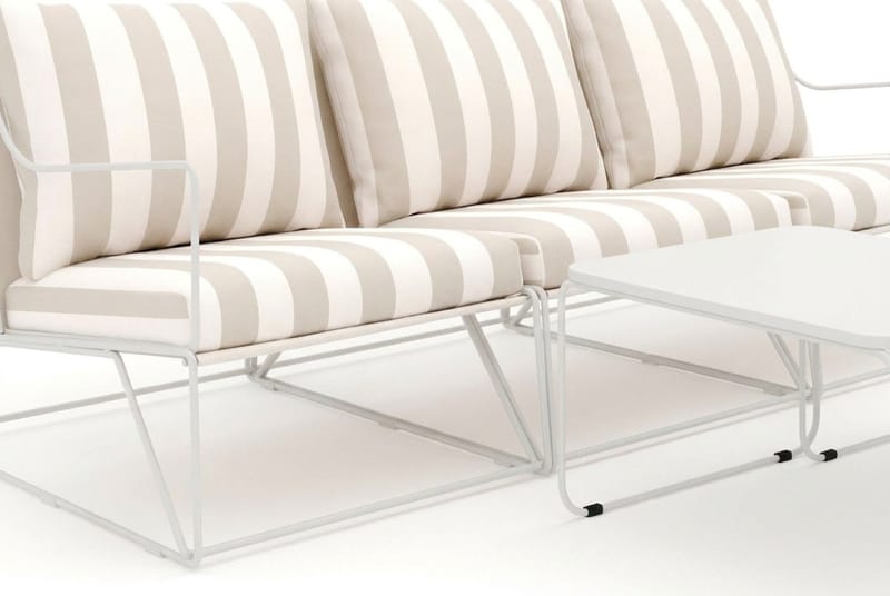 Usteryd 3 sits Loungesoffa med satsbord - Beige/Striped - Utemöbler & utemiljö - Loungemöbler - Loungeset & loungegrupp