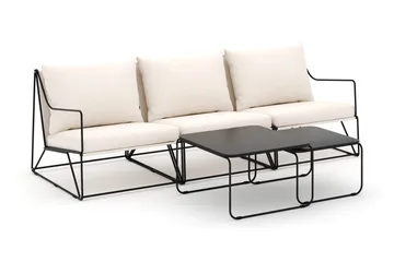 Usteryd 3 sits Loungesoffa med satsbord - Svart/Beige - Utemöbler & utemiljö - Loungemöbler - Loungeset & loungegrupp