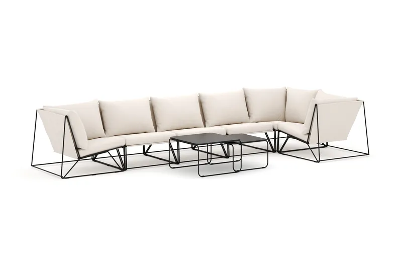 Usteryd utomhus hörnsoffa 6-sits vändbar - Svart/Beige - Utemöbler & utemiljö - Utegrupp - Soffgrupp utomhus