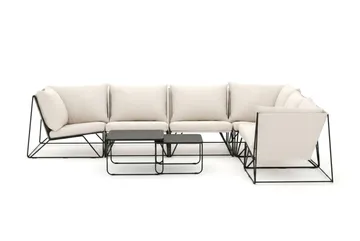 Usteryd utomhus L-soffa 6-sits vändbar - Svart/Beige - Utemöbler & utemiljö - Utegrupp - Soffgrupp utomhus