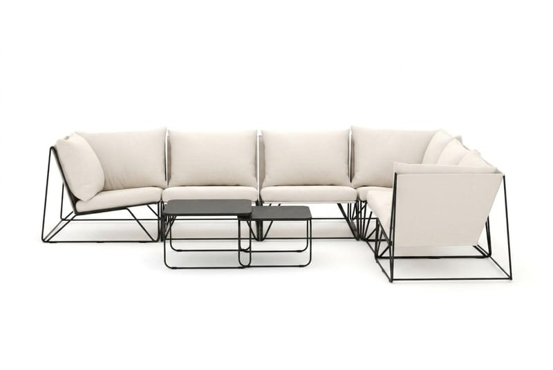 Usteryd utomhus L-soffa 6-sits vändbar - Svart/Beige - Utemöbler & utemiljö - Utegrupp - Soffgrupp utomhus