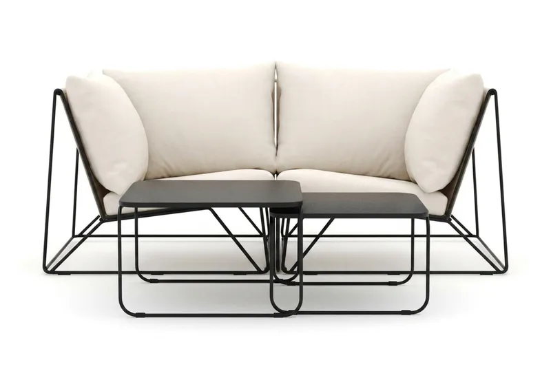 Usteryd utomhus rak 2-sits soffa - Svart/Beige - Utemöbler & utemiljö - Utegrupp - Soffgrupp utomhus