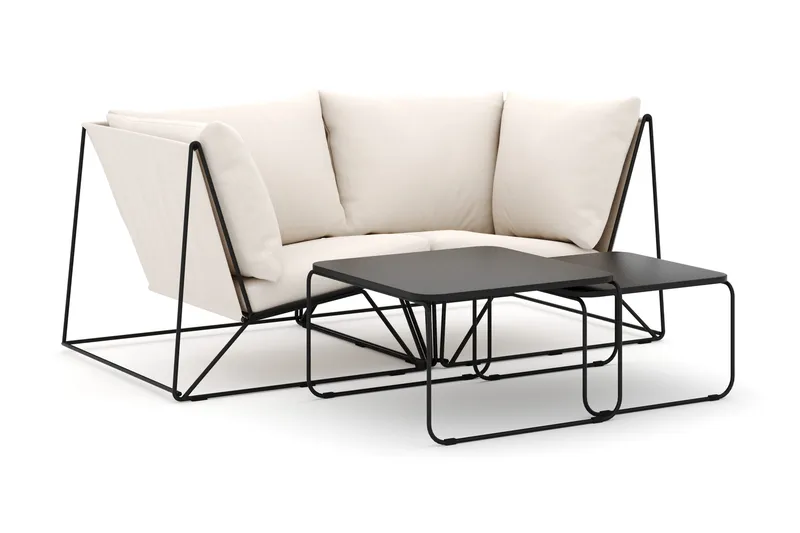 Usteryd utomhus rak 2-sits soffa - Svart/Beige - Utemöbler & utemiljö - Utegrupp - Soffgrupp utomhus
