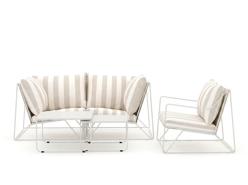 Usteryd utomhus rak 3-sits soffa med fåtölj - Beige/Striped - Utemöbler & utemiljö - Utegrupp - Soffgrupp utomhus