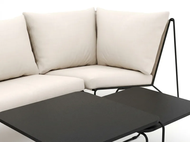 Usteryd utomhus rak 3-sits soffa - Svart/Beige - Utemöbler & utemiljö - Utegrupp - Soffgrupp utomhus