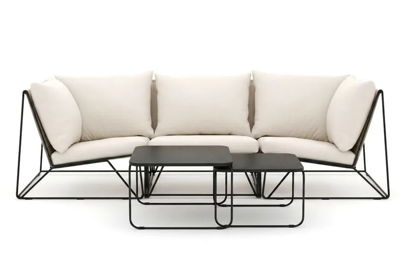 Usteryd utomhus rak 3-sits soffa - Svart/Beige - Utemöbler & utemiljö - Utegrupp - Soffgrupp utomhus