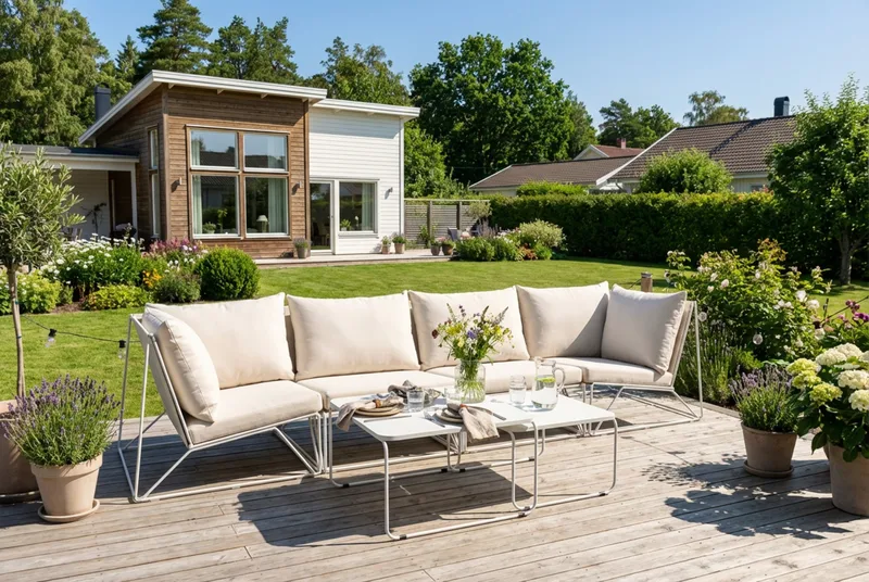 Usteryd utomhus rak 4-sits soffa - Beige/Beige - Utemöbler & utemiljö - Utegrupp - Soffgrupp utomhus