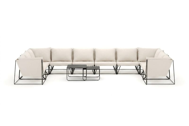 Usteryd utomhus U-soffa 10-sits med stängt avslut - Svart/Beige - Utemöbler & utemiljö - Utegrupp - Soffgrupp utomhus