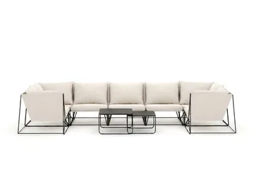 Usteryd utomhus U-soffa 7-sits med stängt avslut - Svart/Beige - Utemöbler & utemiljö - Utegrupp - Soffgrupp utomhus