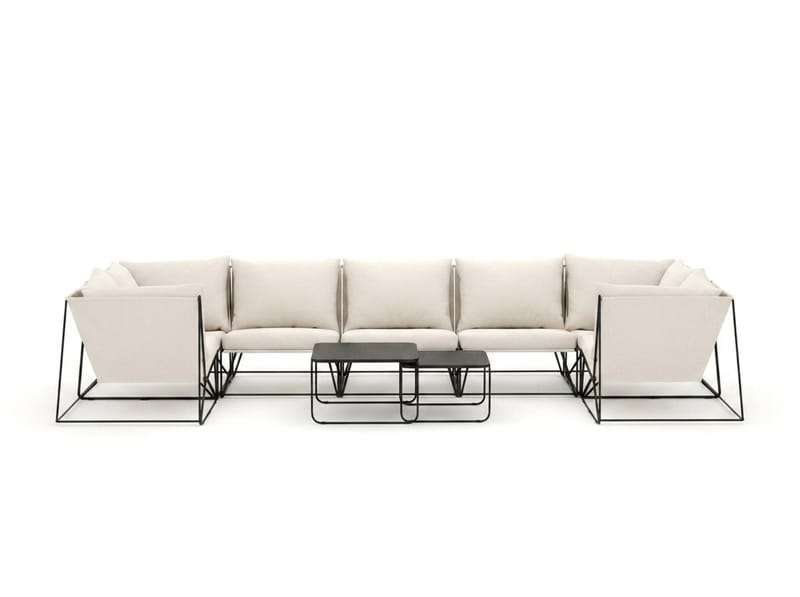 Usteryd utomhus U-soffa 7-sits med stängt avslut - Svart/Beige - Utemöbler & utemiljö - Utegrupp - Soffgrupp utomhus