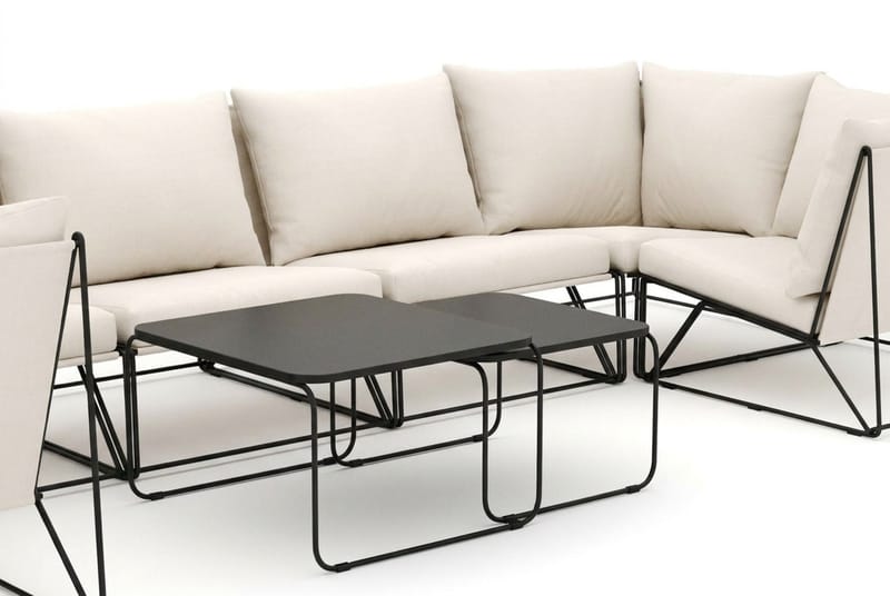 Usteryd utomhus U-soffa 7-sits med stängt avslut - Svart/Beige - Utemöbler & utemiljö - Utegrupp - Soffgrupp utomhus