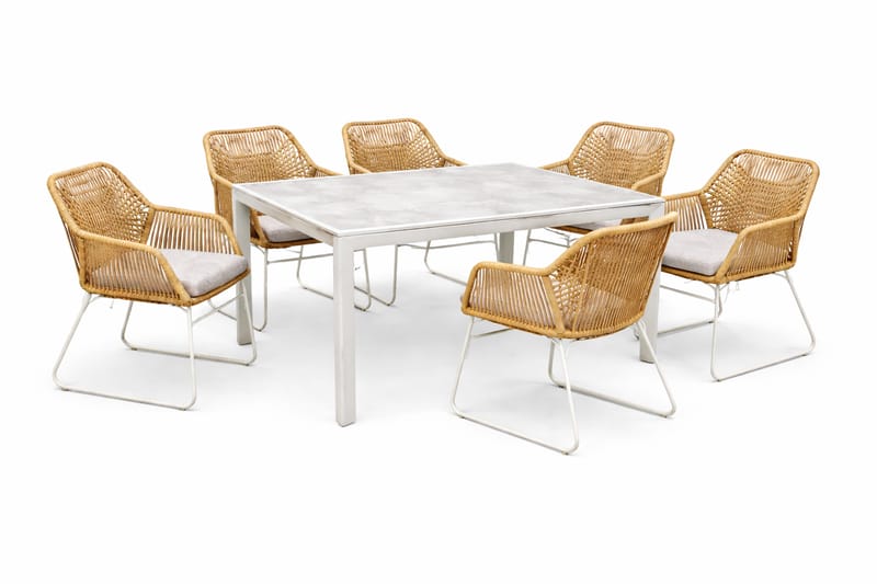 Utemöbelgrupp Palermo matgrupp 200 med 4 Seville karmstolar - grå/beige - Utemöbler & utemiljö - Utegrupp - Matgrupp utomhus