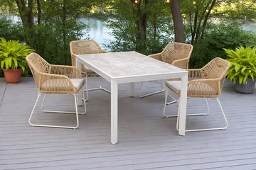 Utemöbelgrupp Palermo matgrupp 200 med 4 Seville karmstolar - grå/beige - Utemöbler & utemiljö - Utegrupp - Matgrupp utomhus