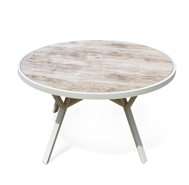 Utemöbelgrupp Palermo rund matgrupp 130 med 4 Seville karmstolar - grå/beige - Utemöbler & utemiljö - Utegrupp - Matgrupp utomhus