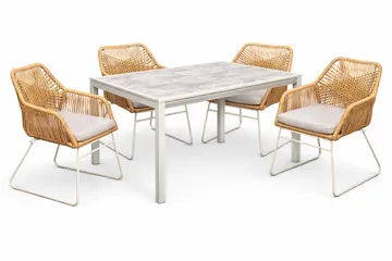 Utemöbelgrupp Palermo matgrupp 200 med 4 Seville karmstolar - grå/beige - Utemöbler & utemiljö - Utegrupp - Matgrupp utomhus