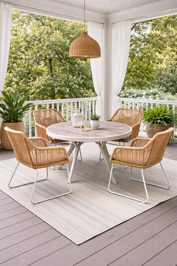 Utemöbelgrupp Palermo rund matgrupp 130 med 4 Seville karmstolar - grå/beige - Utemöbler & utemiljö - Utegrupp - Matgrupp utomhus