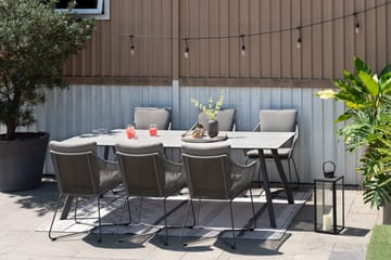 Utematsgrupp OPAL 220 & 6 fåtöljer - grå - Utemöbler & utemiljö - Utegrupp - Matgrupp utomhus