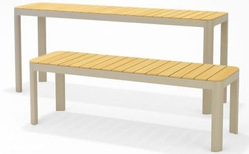 Utomhus balkongset Portals balkongbord + bänk 140 cm - beige/trä - Utemöbler & utemiljö - Utegrupp - Matgrupp utomhus