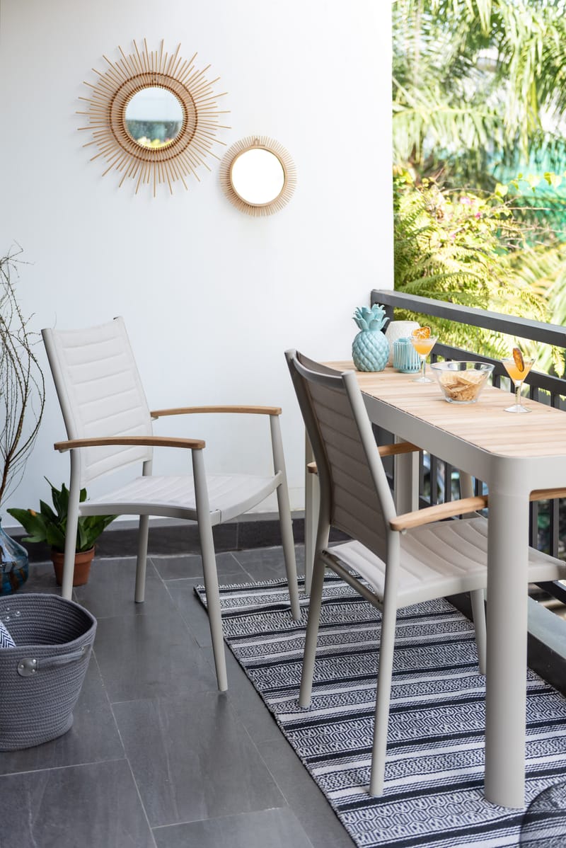 Utomhus balkongset Portals balkongbord + 2 carver carver-stolar - ljus ecru/korallsand - Utemöbler & utemiljö - Utegrupp - Cafegrupp & cafeset