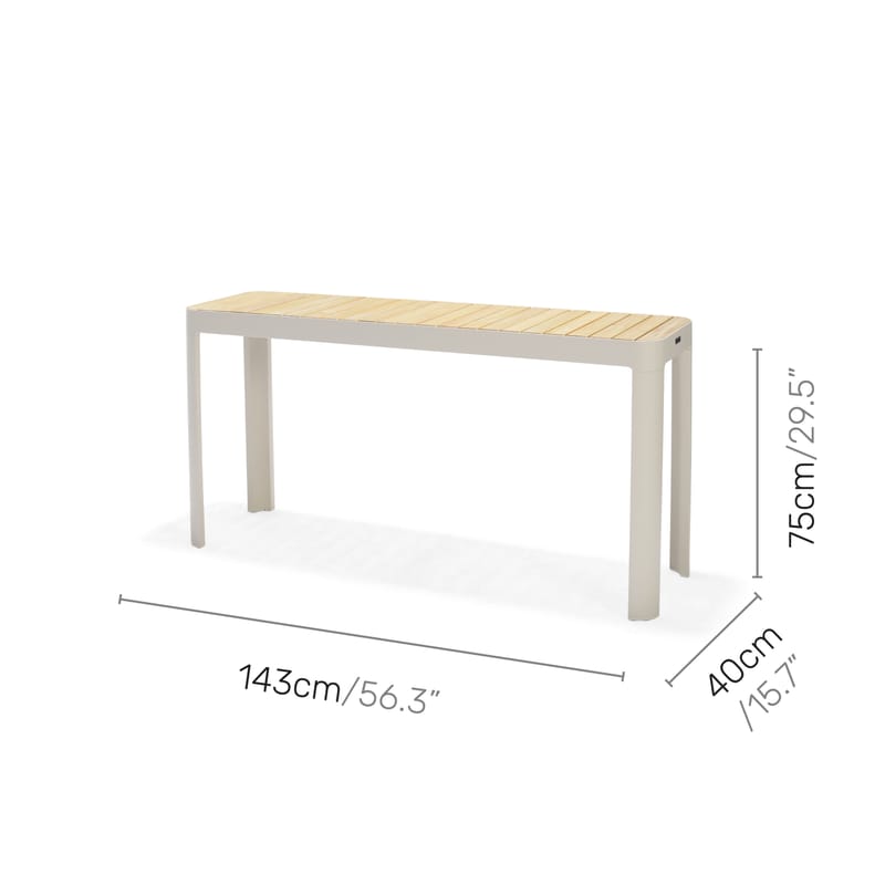 Utomhus balkongset Portals balkongbord + bänk 140 cm - beige/trä - Utemöbler & utemiljö - Utegrupp - Matgrupp utomhus