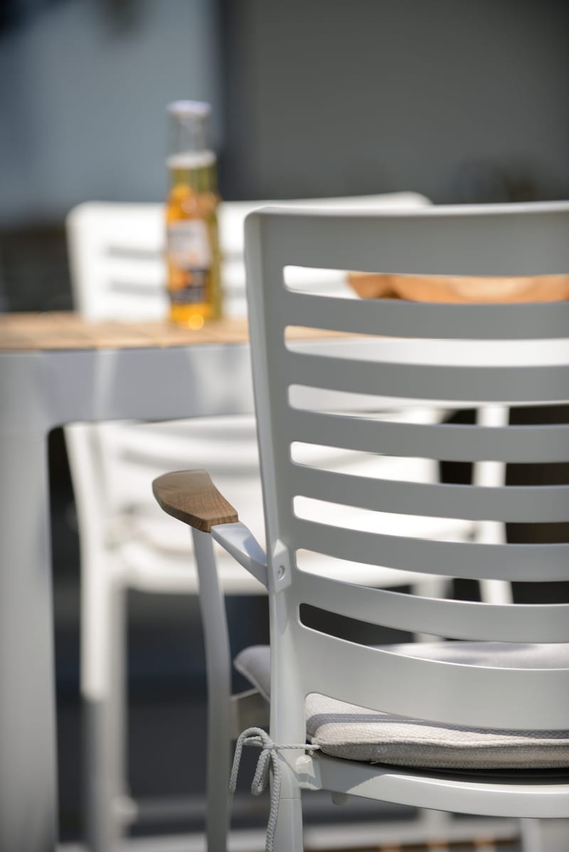 Utomhus barset Portals barbord + 4 barstolar - ljus ecru/korallsand - Utemöbler & utemiljö - Utestol & trädgårdsstol - Barstol utomhus