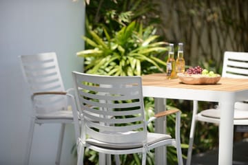 Utomhus barset Portals barbord + 4 barstolar - ljus ecru/korallsand - Utemöbler & utemiljö - Utestol & trädgårdsstol - Barstol utomhus