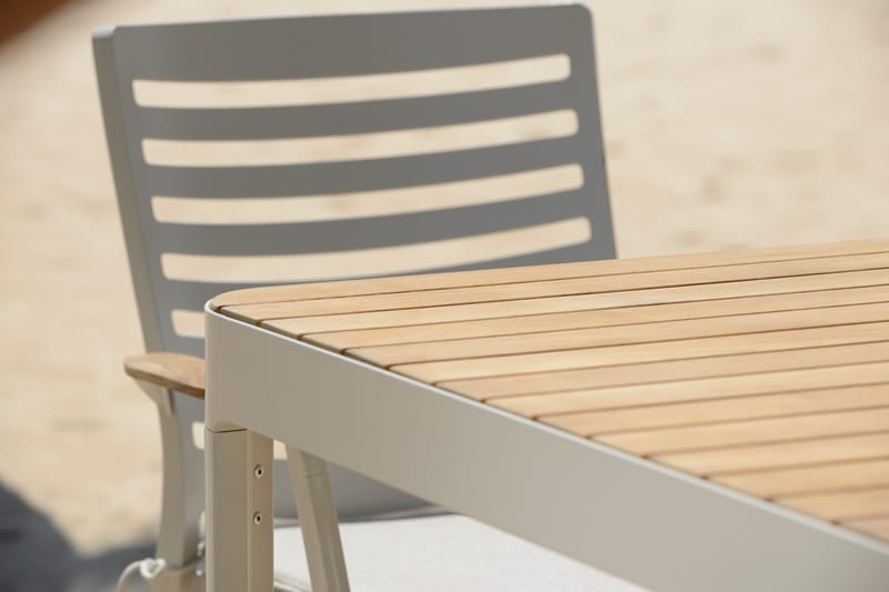 Utomhus barset Portals barbord + 4 barstolar - ljus ecru/korallsand - Utemöbler & utemiljö - Utestol & trädgårdsstol - Barstol utomhus