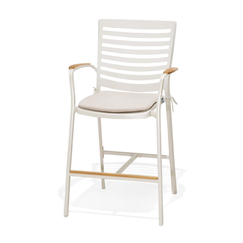 Utomhus barset Portals barbord + 4 barstolar - ljus ecru/korallsand - Utemöbler & utemiljö - Utestol & trädgårdsstol - Barstol utomhus