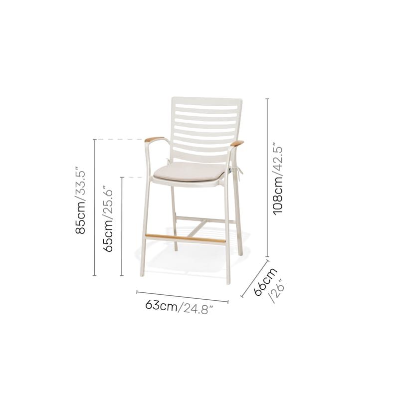 Utomhus barset Portals barbord + 4 barstolar - ljus ecru/korallsand - Utemöbler & utemiljö - Utestol & trädgårdsstol - Barstol utomhus