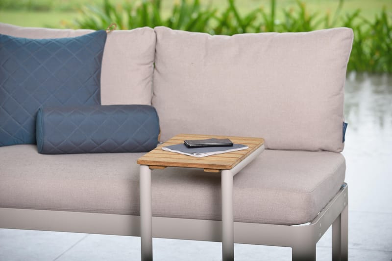 Utomhus modulset Portals 2-sitssoffa + C-format sidobord - beige/trä - Utemöbler & utemiljö - Utegrupp - Cafegrupp & cafeset