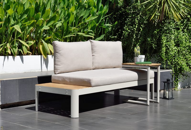 Utomhus modulset Portals 2-sitssoffa + C-format sidobord - beige/trä - Utemöbler & utemiljö - Utegrupp - Cafegrupp & cafeset