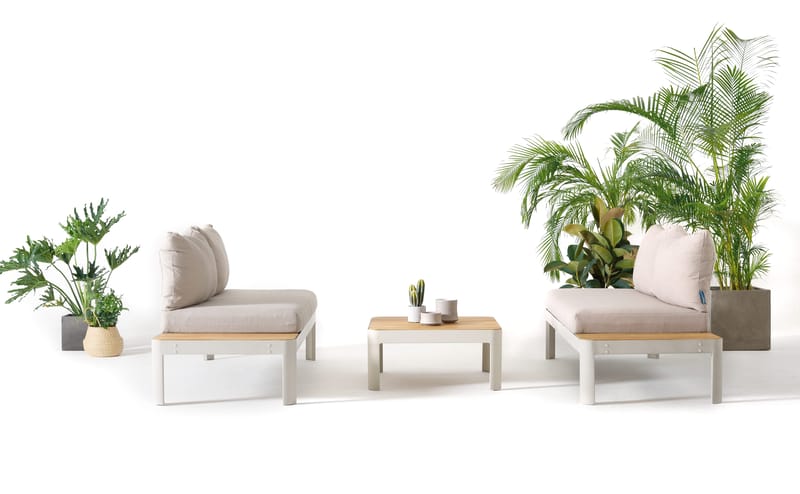 Utomhus modulset Portals 2x 2-sitssoffor + soffbord - korallsand - Utemöbler & utemiljö - Utegrupp - Soffgrupp utomhus