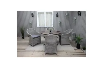 Utomhusmöbelgrupp Ø 112 cm bord & 4 Belize grå stolar Brun - Brun - Utemöbler & utemiljö - Utegrupp - Matgrupp utomhus