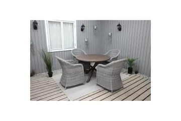 Utomhusmöbelgrupp Ø 112 cm bord & 4 Belize grå stolar Brun - Brun - Utemöbler & utemiljö - Utegrupp - Matgrupp utomhus