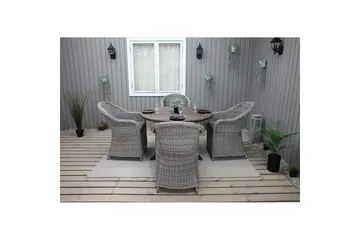 Utomhusmöbelgrupp Ø 112 cm bord & 4 Belize grå stolar Brun - Brun - Utemöbler & utemiljö - Utegrupp - Matgrupp utomhus