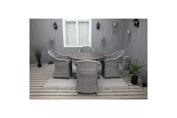 Utomhusmöbelgrupp Ø 112 cm bord & 4 Belize grå stolar Brun - Brun - Utemöbler & utemiljö - Utegrupp - Matgrupp utomhus