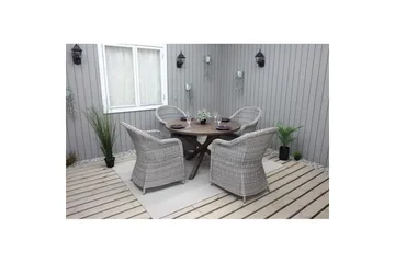 Utomhusmöbelgrupp Ø 112 cm bord & 4 Belize grå stolar Brun - Brun - Utemöbler & utemiljö - Utegrupp - Matgrupp utomhus