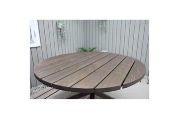 Utomhusmöbelgrupp Ø 112 cm bord & 4 Belize grå stolar Brun - Brun - Utemöbler & utemiljö - Utegrupp - Matgrupp utomhus