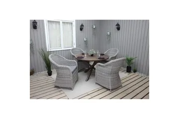 Utomhusmöbelgrupp Ø 112 cm bord & 4 Belize grå stolar Brun - Brun - Utemöbler & utemiljö - Utegrupp - Matgrupp utomhus