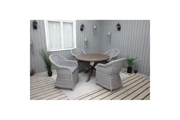 Utomhusmöbelgrupp Ø 112 cm bord & 4 Belize grå stolar Brun - Brun - Utemöbler & utemiljö - Utegrupp - Matgrupp utomhus
